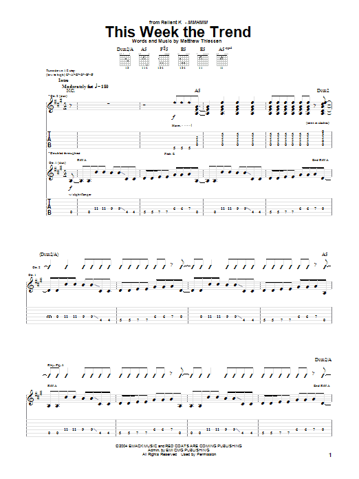 Download Relient K This Week The Trend Sheet Music and learn how to play Guitar Tab PDF digital score in minutes