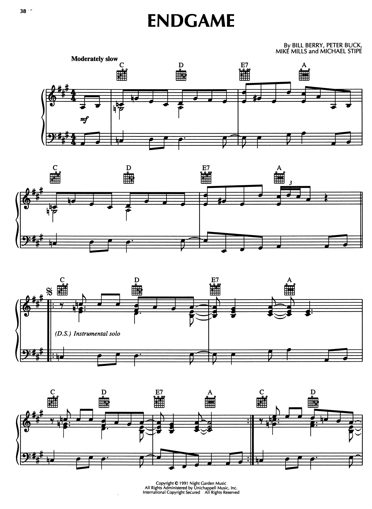 Download R.E.M. Endgame Sheet Music and learn how to play Piano Solo PDF digital score in minutes