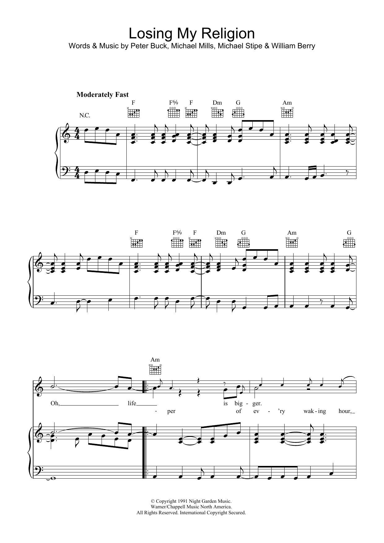 Download R.E.M. Losing My Religion Sheet Music and learn how to play Flute PDF digital score in minutes