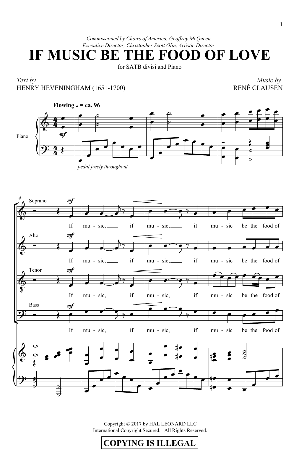 Download Rene Clausen If Music Be The Food Of Love Sheet Music and learn how to play SATB PDF digital score in minutes