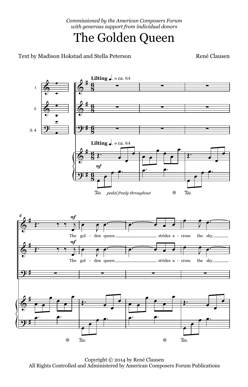 Download René Clausen The Golden Queen Sheet Music and learn how to play SATB Choir PDF digital score in minutes