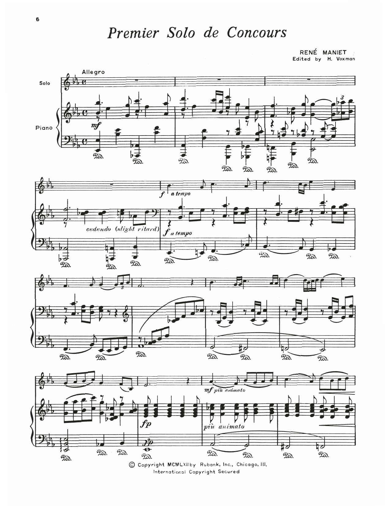 Download René Maniet Premier Solo De Concours Sheet Music and learn how to play Trumpet and Piano PDF digital score in minutes