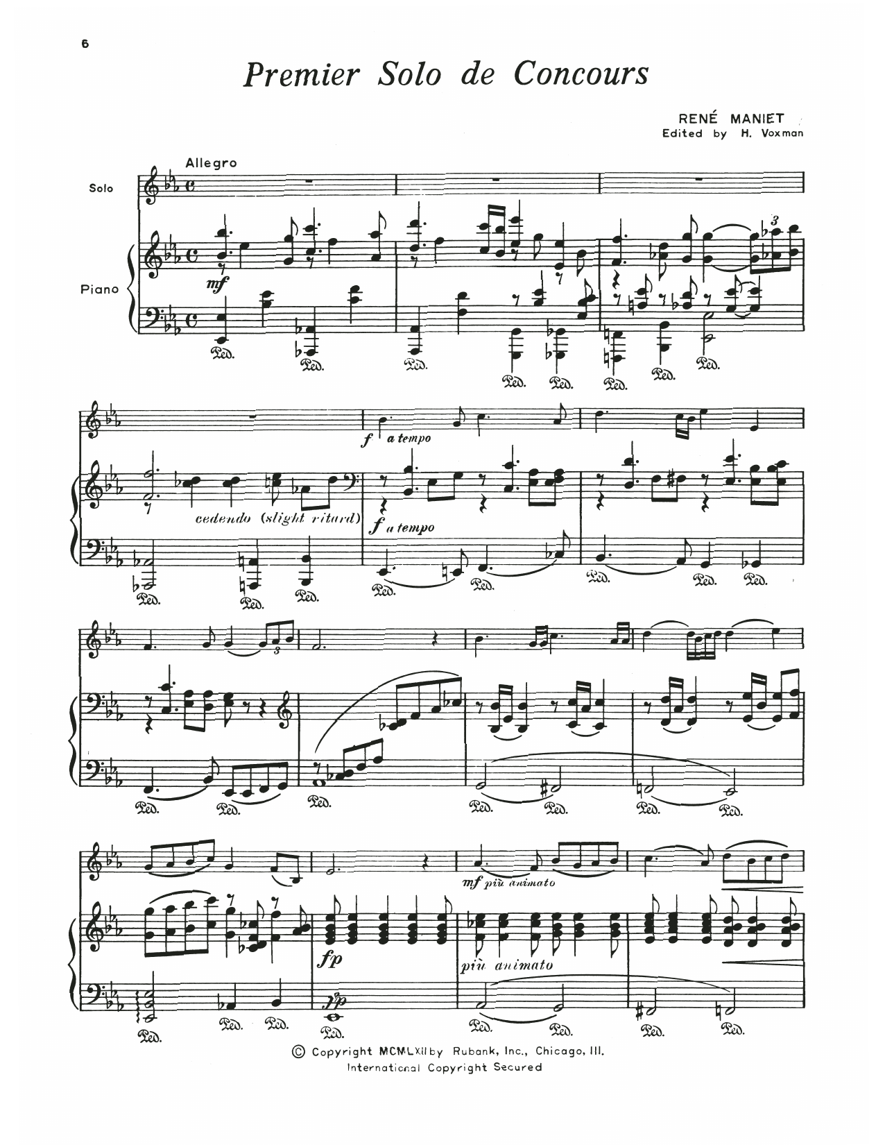Download René Maniet Premier Solo De Concours Sheet Music and learn how to play Baritone B.C. and Piano PDF digital score in minutes