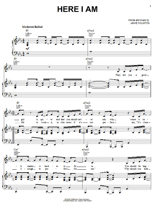 Download Renee Sandstrom Here I Am Sheet Music and learn how to play Easy Piano PDF digital score in minutes