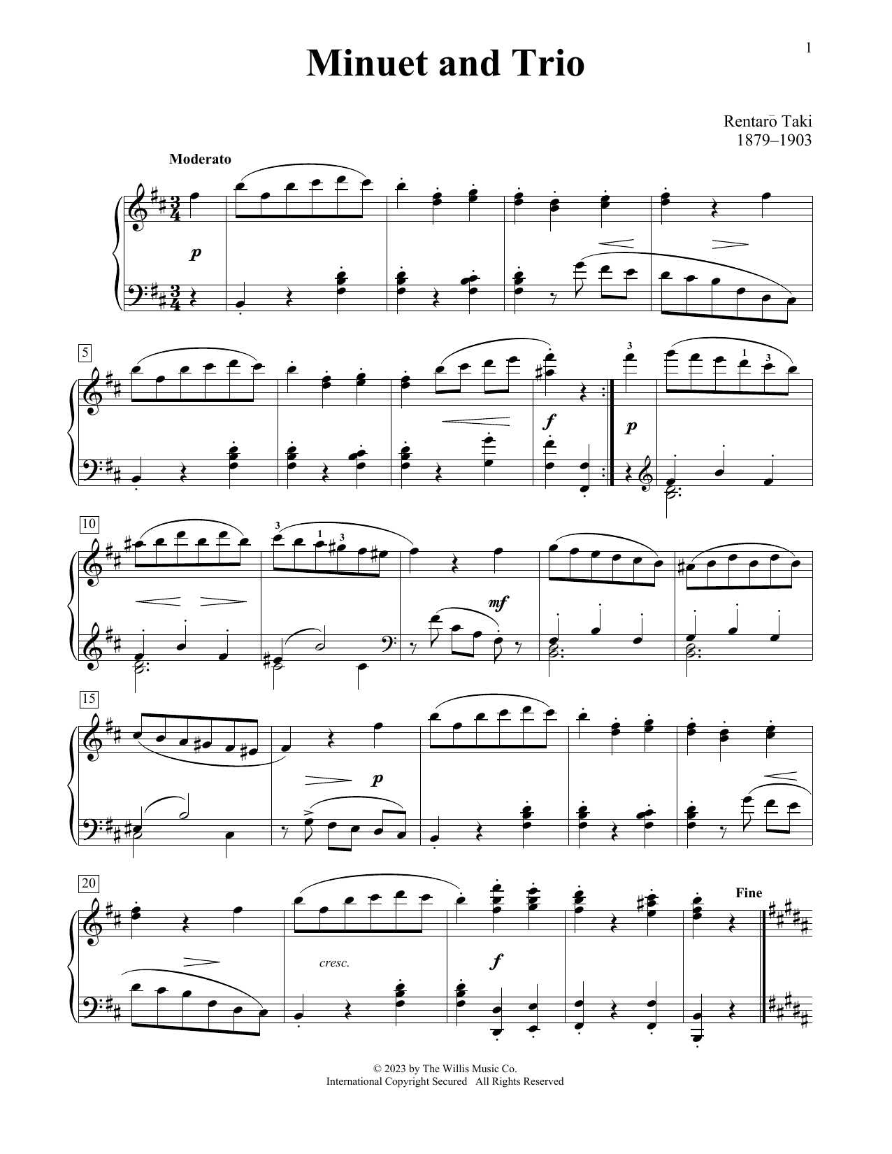 Download Rentaro Taki Minuet And Trio Sheet Music and learn how to play Educational Piano PDF digital score in minutes