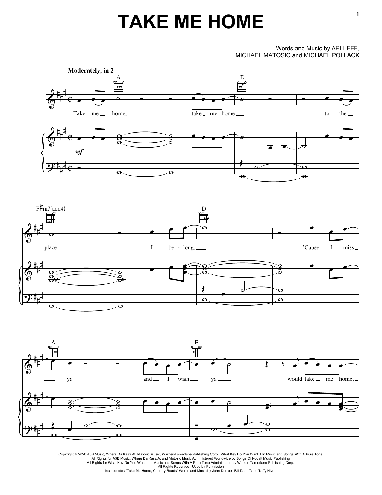 Download Restless Road & Kane Brown Take Me Home Sheet Music and learn how to play Piano, Vocal & Guitar Chords (Right-Hand Melody) PDF digital score in minutes