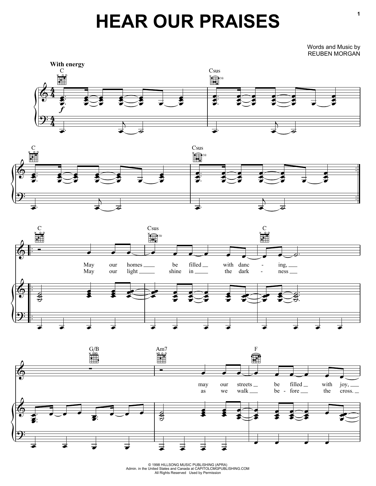Download Reuben Morgan Hear Our Praises Sheet Music and learn how to play Guitar Chords/Lyrics PDF digital score in minutes