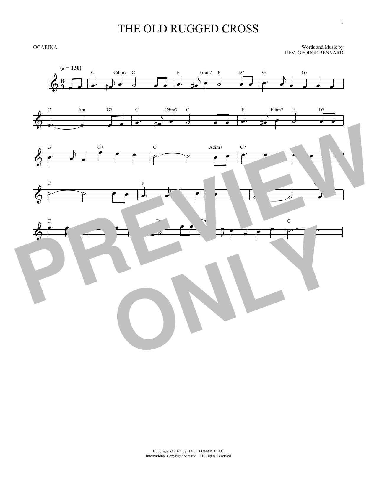 Download Rev. George Bennard The Old Rugged Cross (arr. Cris Gale) Sheet Music and learn how to play Ocarina PDF digital score in minutes
