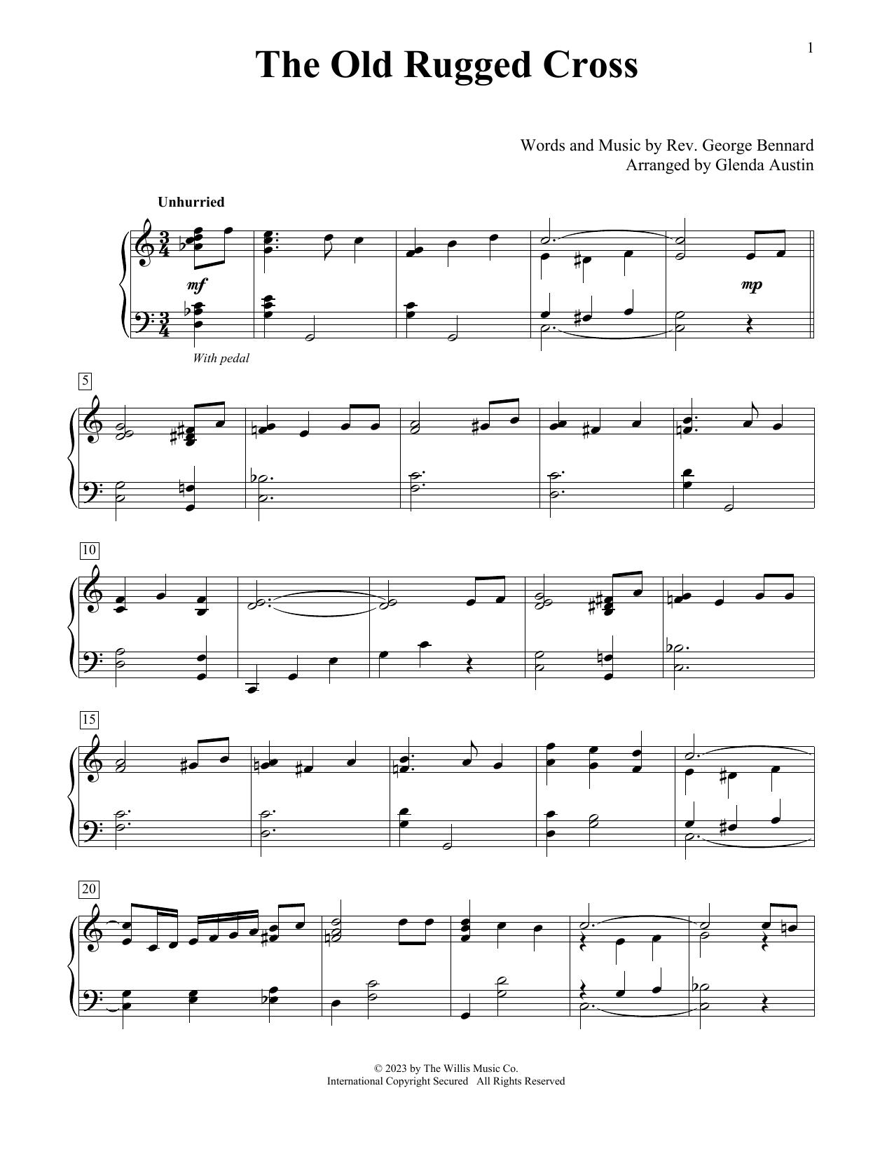 Download Rev. George Bennard The Old Rugged Cross (arr. Glenda Austin) Sheet Music and learn how to play Educational Piano PDF digital score in minutes