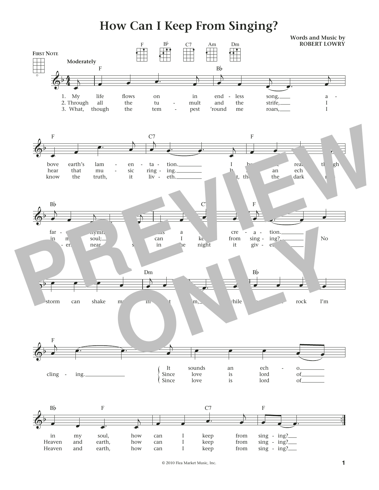 Download Rev. Robert Lowry How Can I Keep From Singing Sheet Music and learn how to play Ukulele PDF digital score in minutes