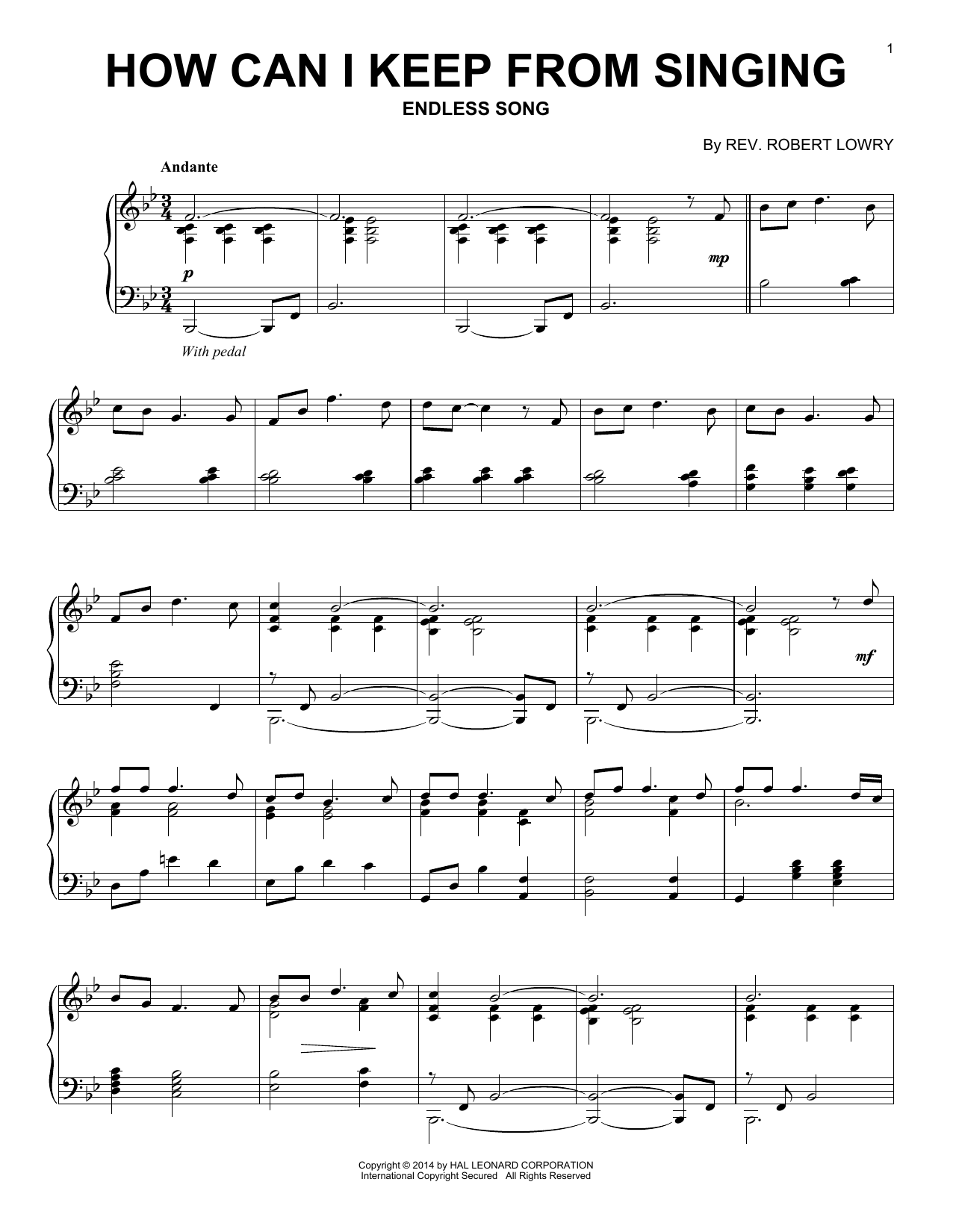 Download Robert Lowry How Can I Keep From Singing Sheet Music and learn how to play Piano PDF digital score in minutes