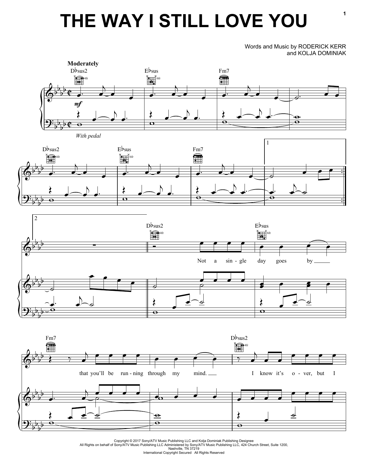 Download Reynard Silva The Way I Still Love You Sheet Music and learn how to play Piano, Vocal & Guitar Chords (Right-Hand Melody) PDF digital score in minutes