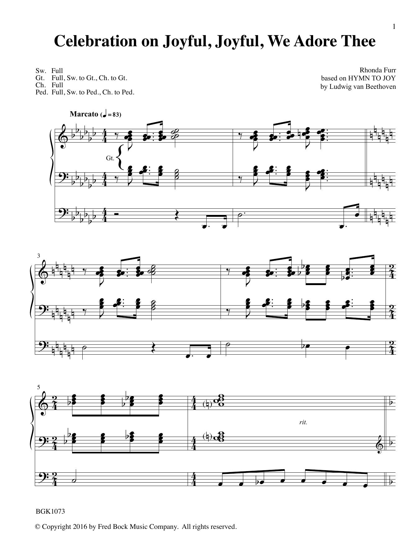 Download Rhonda Furr Celebration on Joyful, Joful We Adore Thee Sheet Music and learn how to play Organ PDF digital score in minutes