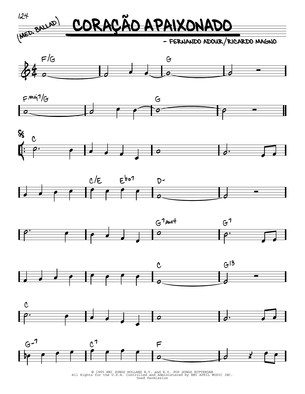 Download Ricardo Magno Coracao Apaixonado Sheet Music and learn how to play Real Book – Melody & Chords PDF digital score in minutes