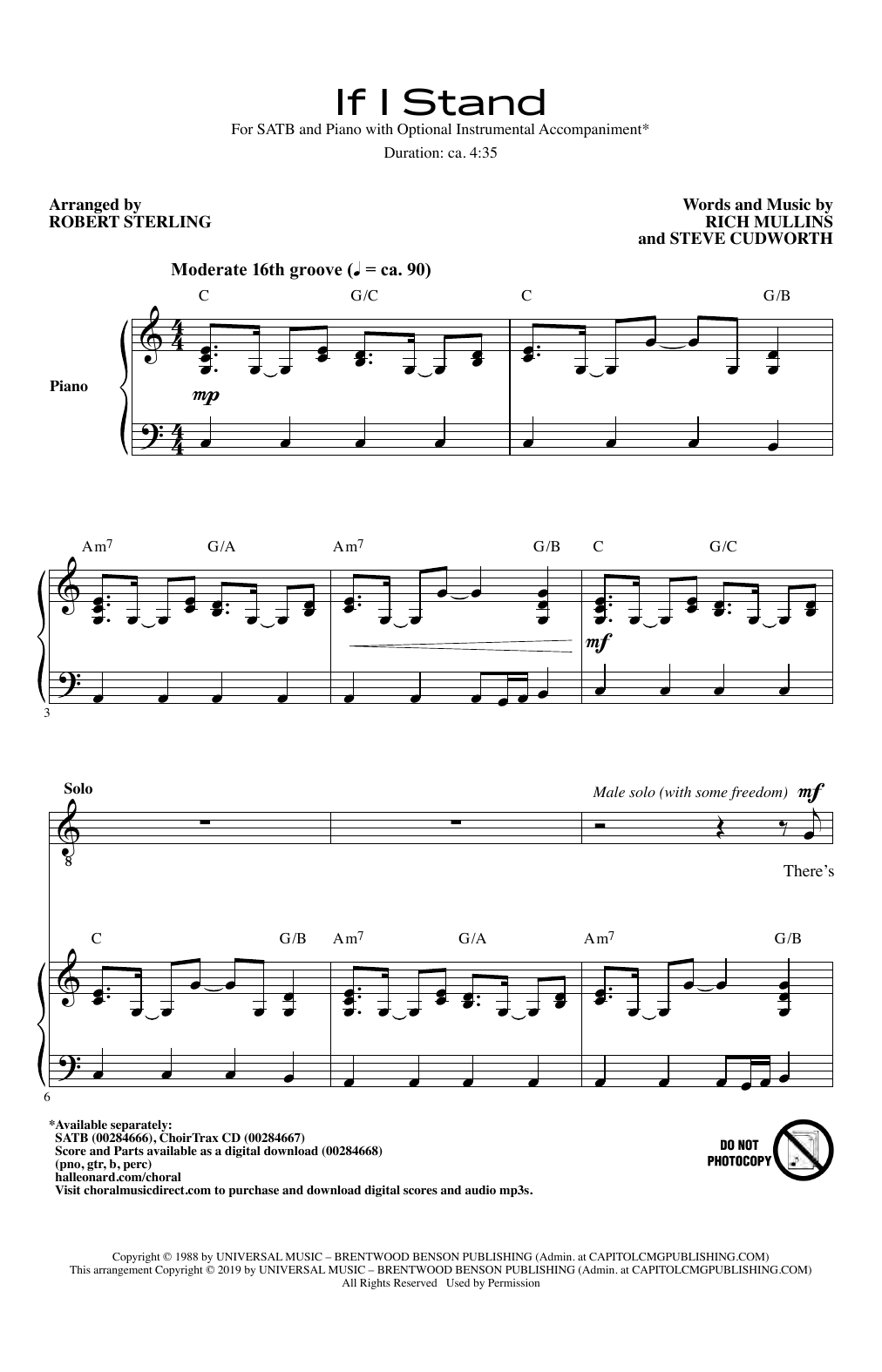 Download Rich Mullins & Steve Cudworth If I Stand (arr. Robert Sterling) Sheet Music and learn how to play SATB Choir PDF digital score in minutes