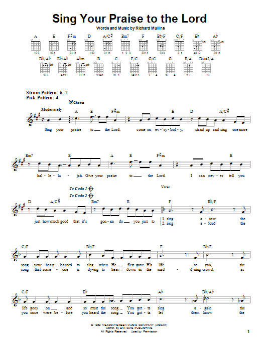 Download Rich Mullins Sing Your Praise To The Lord Sheet Music and learn how to play Lyrics & Chords PDF digital score in minutes