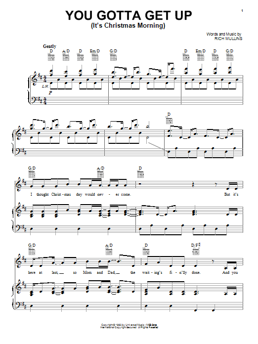 Download Rich Mullins You Gotta Get Up (It's Christmas Morning) Sheet Music and learn how to play Piano, Vocal & Guitar (Right-Hand Melody) PDF digital score in minutes