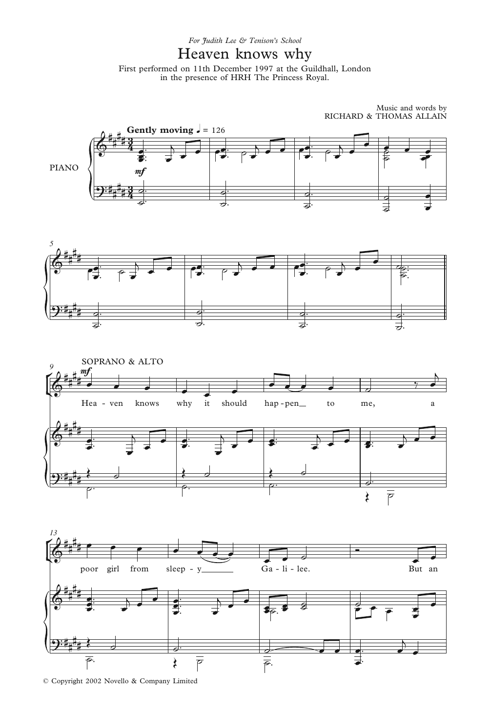Download Richard & Thomas Allain Heaven Knows Why Sheet Music and learn how to play Piano, Vocal & Guitar PDF digital score in minutes