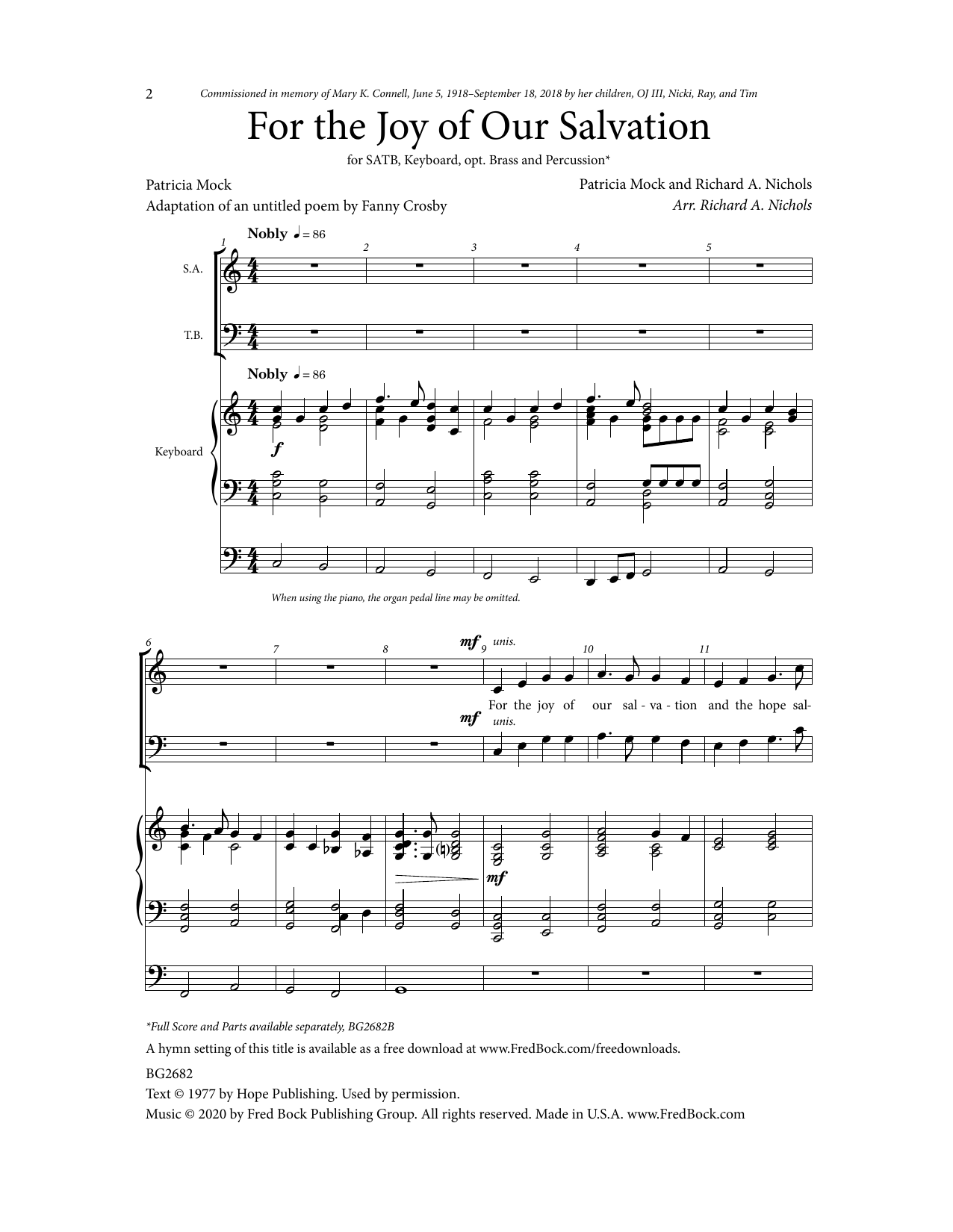 Download Richard A. Nichols For The Joy Of Our Salvation Sheet Music and learn how to play SATB Choir PDF digital score in minutes