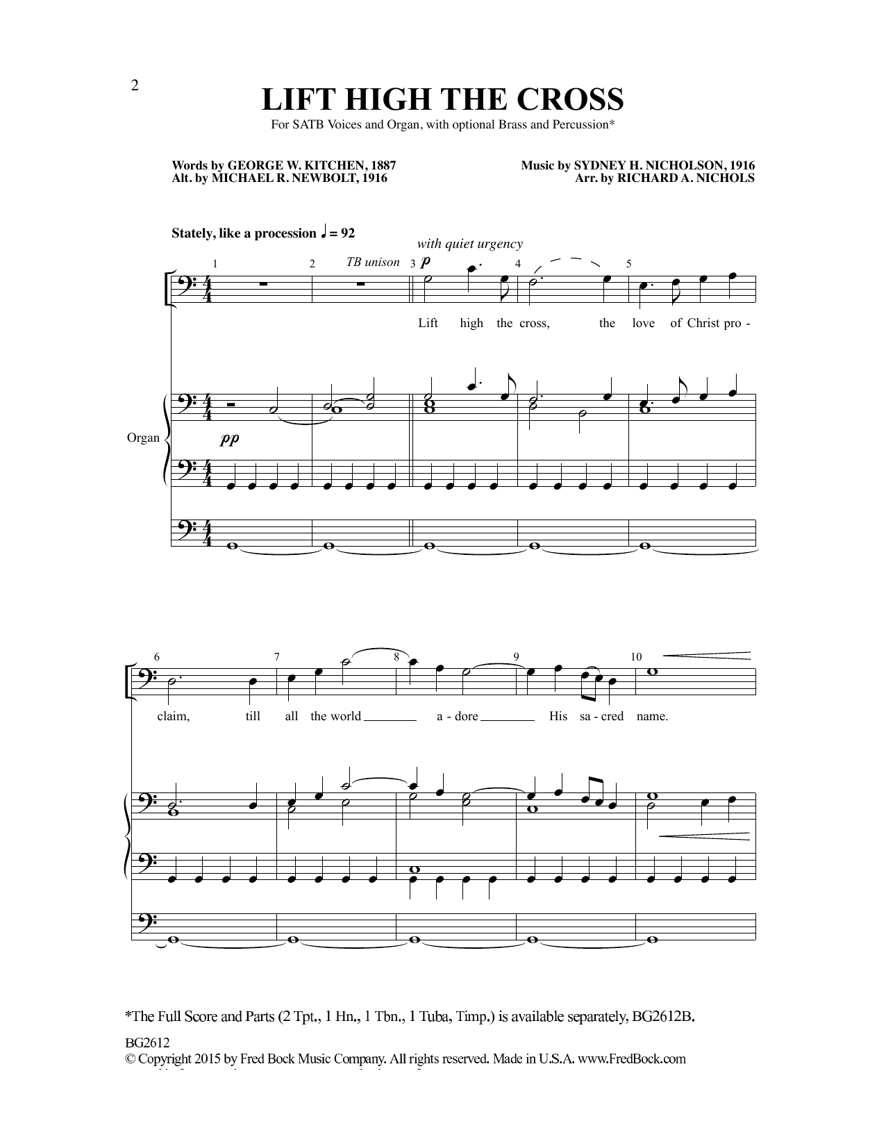 Download Richard A. Nichols Lift High The Cross Sheet Music and learn how to play SATB Choir PDF digital score in minutes