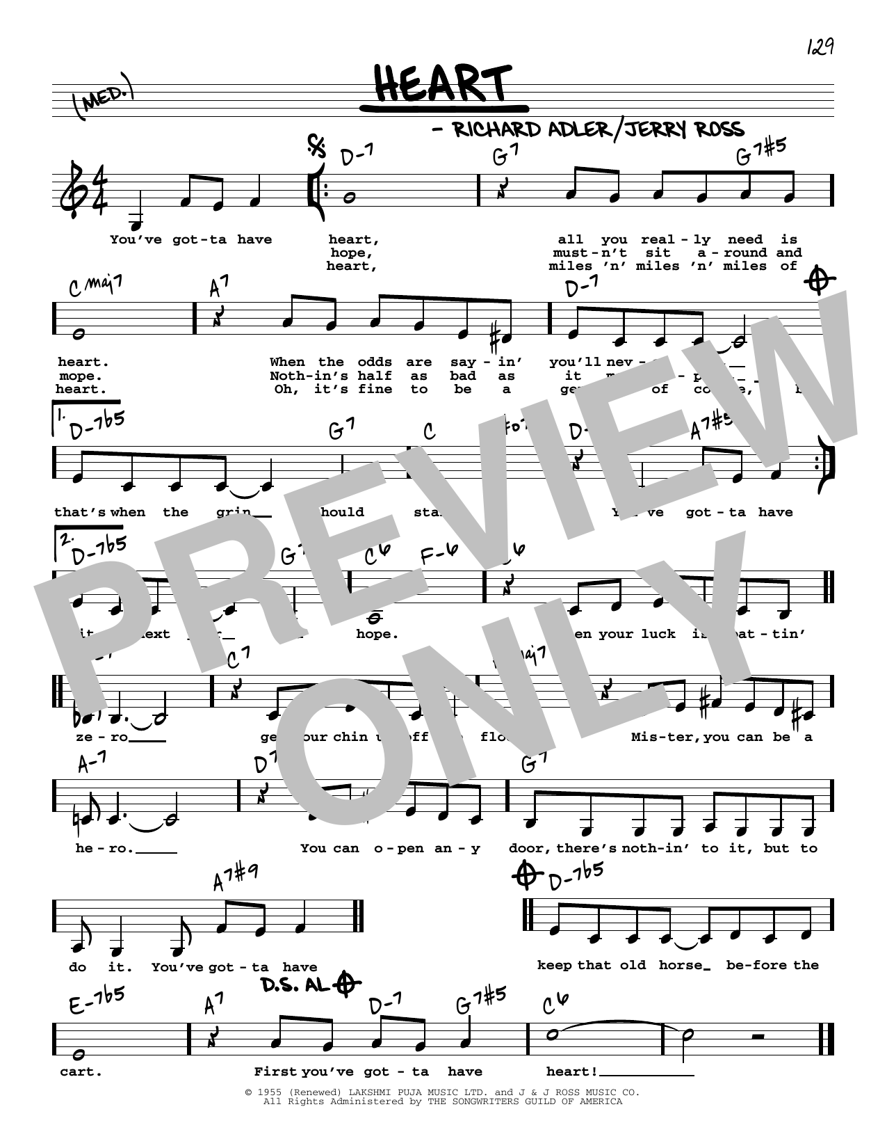 Download Richard Adler and Jerry Ross Heart (Low Voice) Sheet Music and learn how to play Real Book – Melody, Lyrics & Chords PDF digital score in minutes