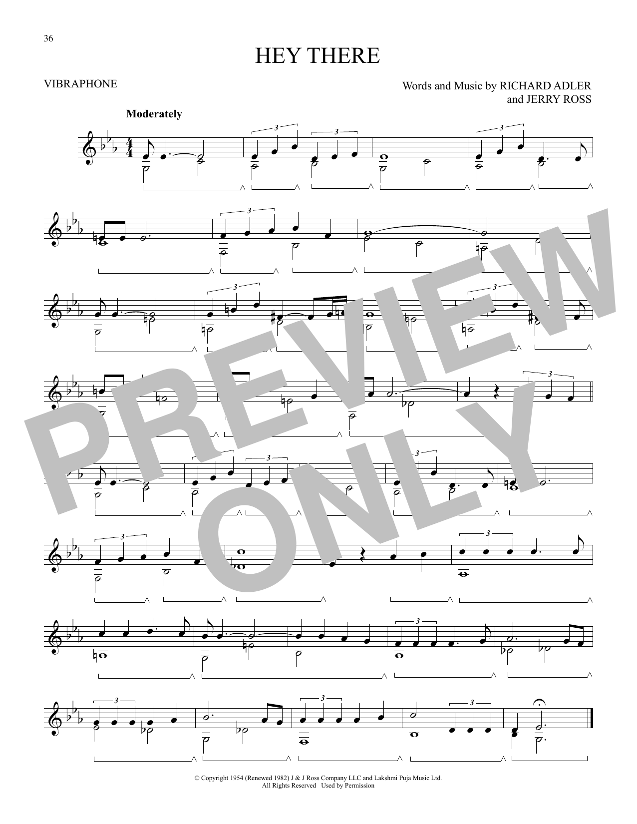 Download Richard Adler Hey There (from The Pajama Game) Sheet Music and learn how to play Vibraphone Solo PDF digital score in minutes