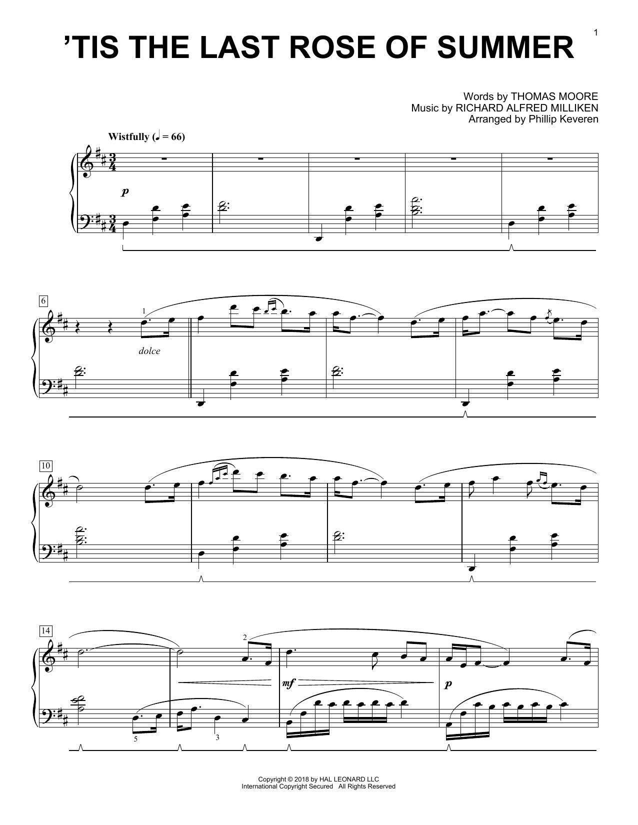 Download Phillip Keveren 'Tis The Last Rose Of Summer Sheet Music and learn how to play Piano PDF digital score in minutes