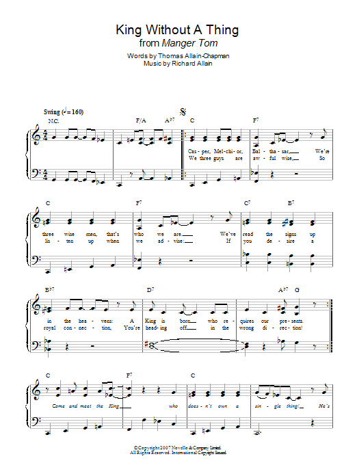 Download Richard Allain King Without A Thing (from 'Manger Tom') Sheet Music and learn how to play Easy Piano PDF digital score in minutes