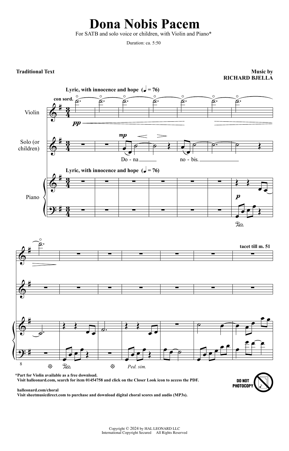 Download Richard Bjella Dona Nobis Pacem Sheet Music and learn how to play SATB Choir PDF digital score in minutes