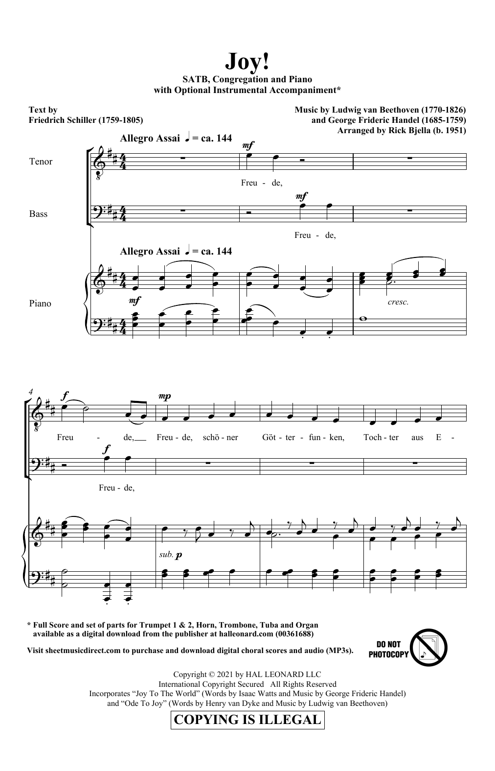 Download Richard Bjella Joy! Sheet Music and learn how to play SATB Choir PDF digital score in minutes