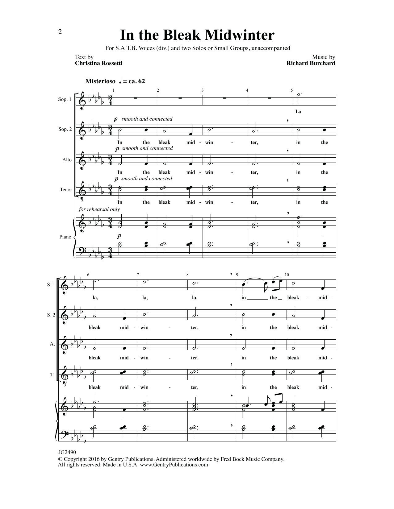 Download Richard Burchard In the Bleak Midwinter Sheet Music and learn how to play SATB Choir PDF digital score in minutes
