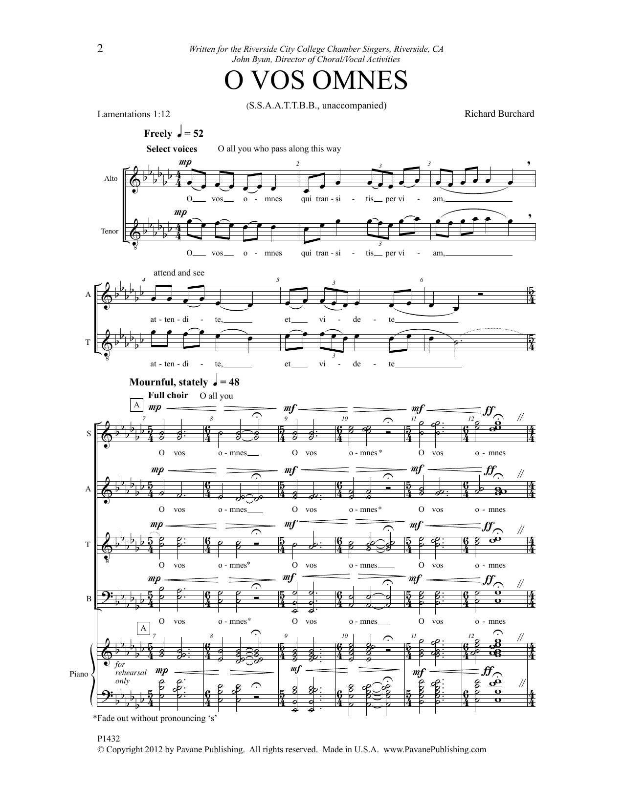 Download Richard Burchard O Vos Omnes Sheet Music and learn how to play Choir PDF digital score in minutes