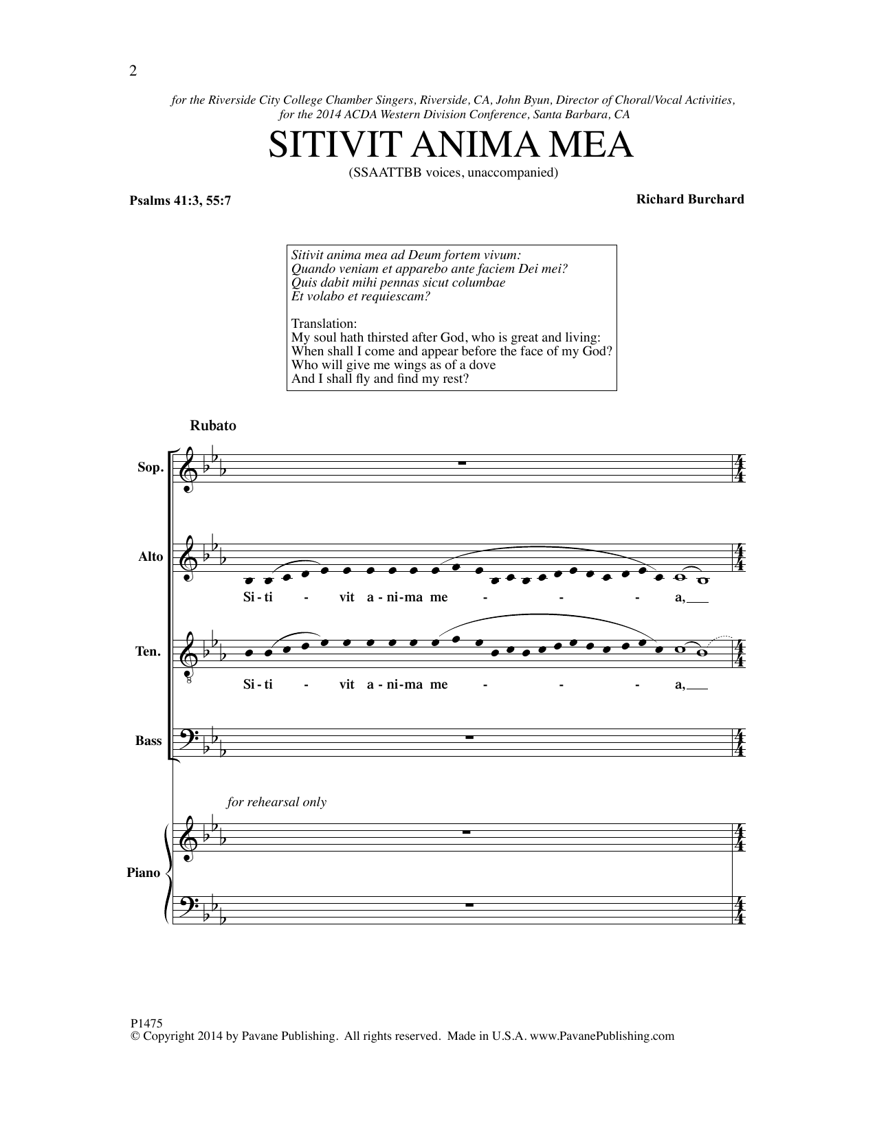Download Richard Burchard Sitivit anima mea Sheet Music and learn how to play SSAATTBB Choir PDF digital score in minutes