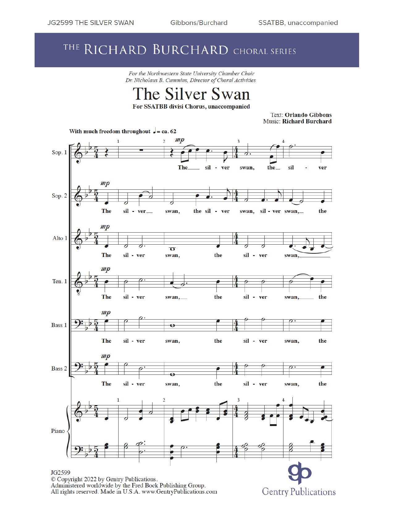 Download Richard Burchard The Silver Swan Sheet Music and learn how to play Choir PDF digital score in minutes