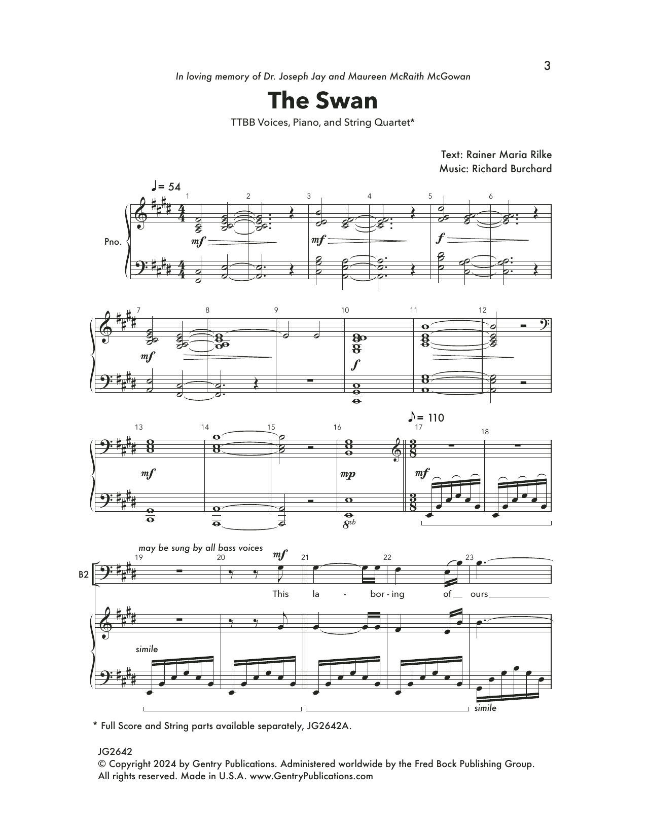 Download Richard Burchard The Swan Sheet Music and learn how to play TTBB Choir PDF digital score in minutes