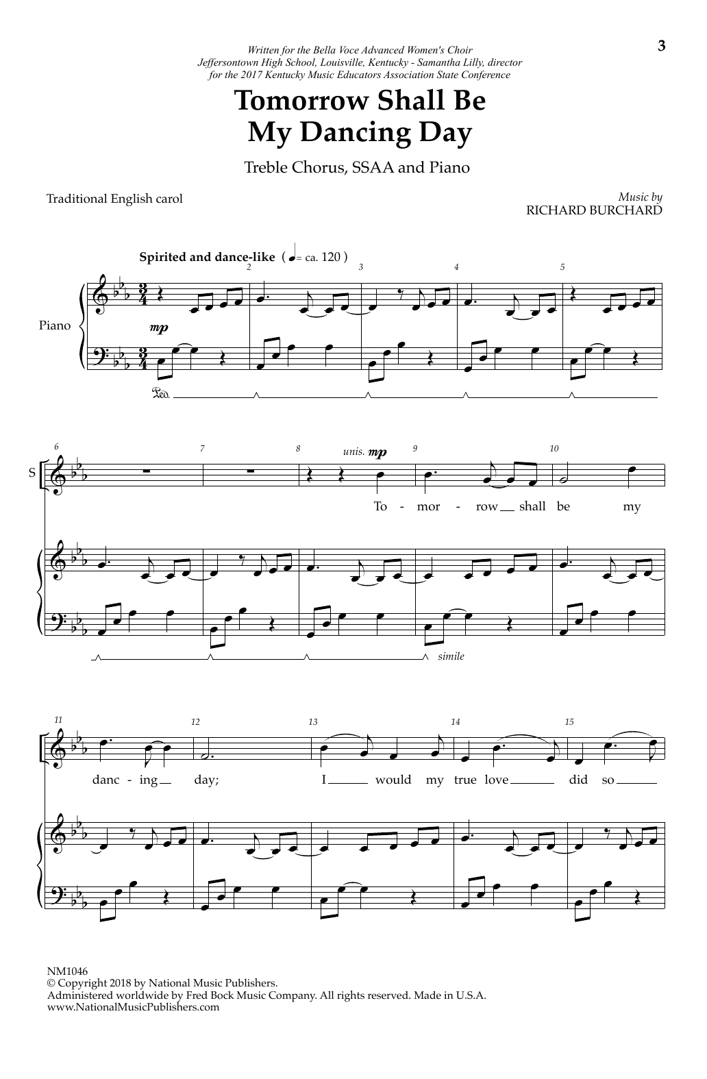 Download Richard Burchard Tomorrow Shall Be My Dancing Day Sheet Music and learn how to play SSAA Choir PDF digital score in minutes