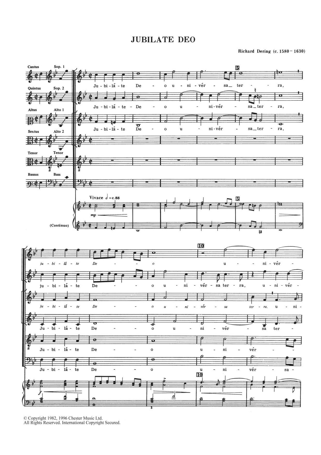 Download Richard Dering Jubilate Deo Sheet Music and learn how to play Choral SAATB PDF digital score in minutes