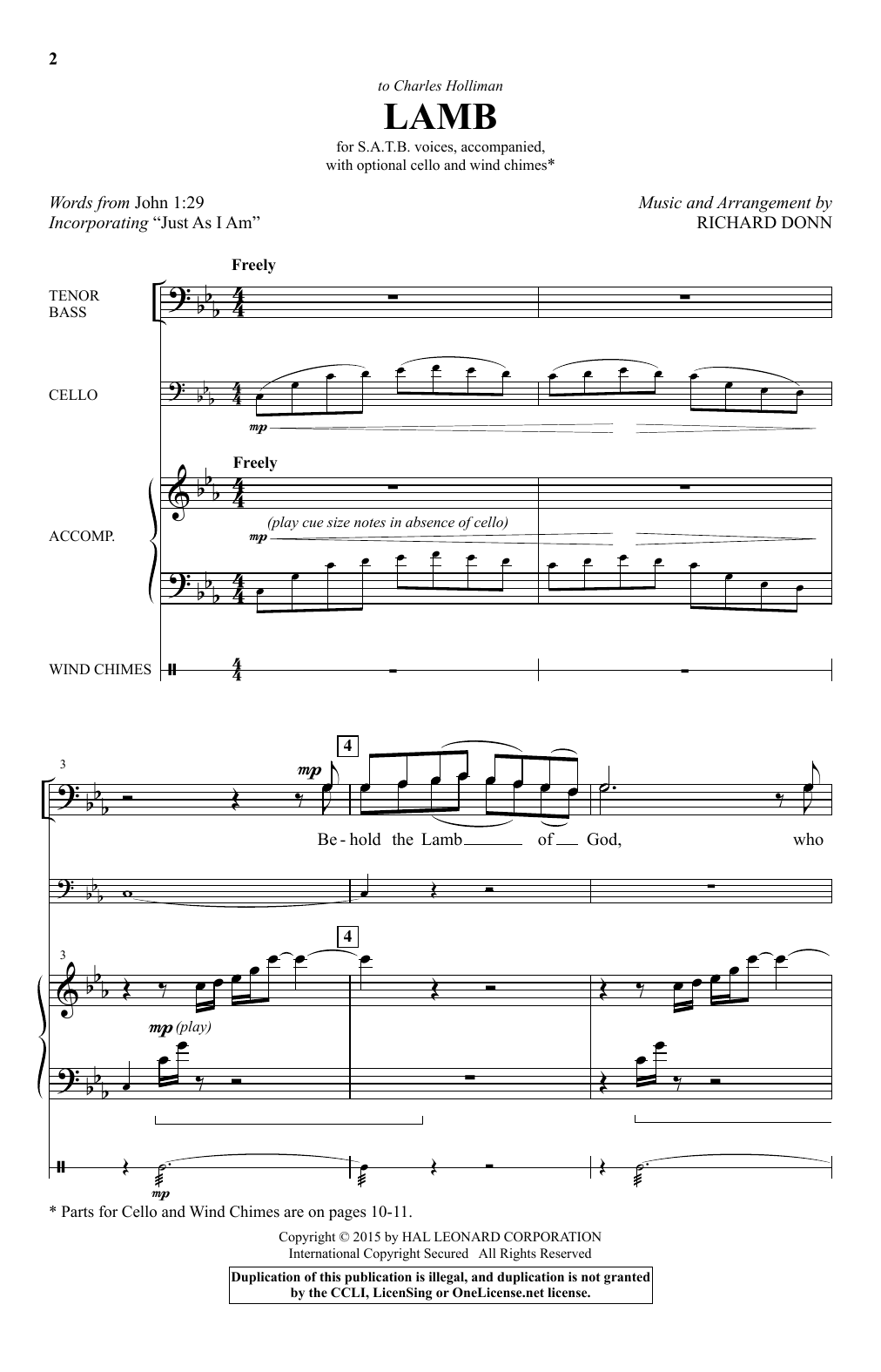 Download Richard Donn Lamb Sheet Music and learn how to play SATB PDF digital score in minutes