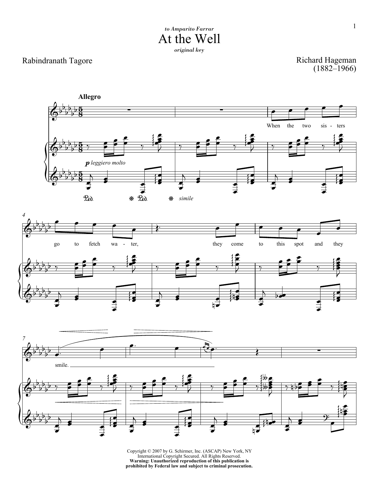 Download Richard Hageman At The Well Sheet Music and learn how to play Piano & Vocal PDF digital score in minutes