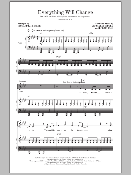 Download Richard Kingsmore Everything Will Change Sheet Music and learn how to play SATB PDF digital score in minutes