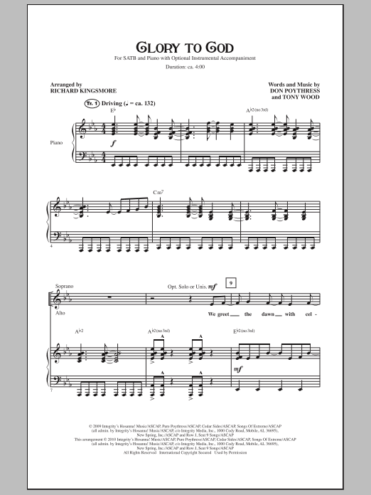 Download Richard Kingsmore Glory To God Sheet Music and learn how to play SATB Choir PDF digital score in minutes