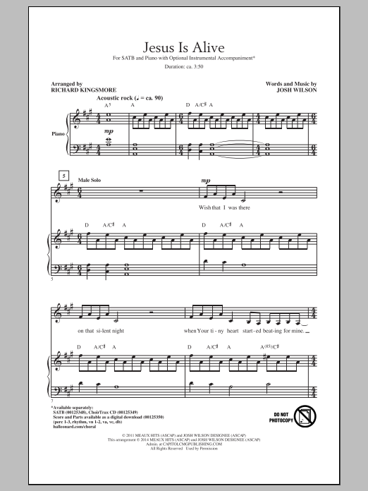 Download Richard Kingsmore Jesus Is Alive Sheet Music and learn how to play SATB PDF digital score in minutes