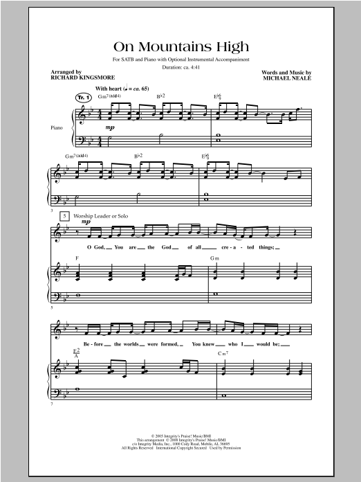 Download Richard Kingsmore On Mountains High Sheet Music and learn how to play SATB PDF digital score in minutes