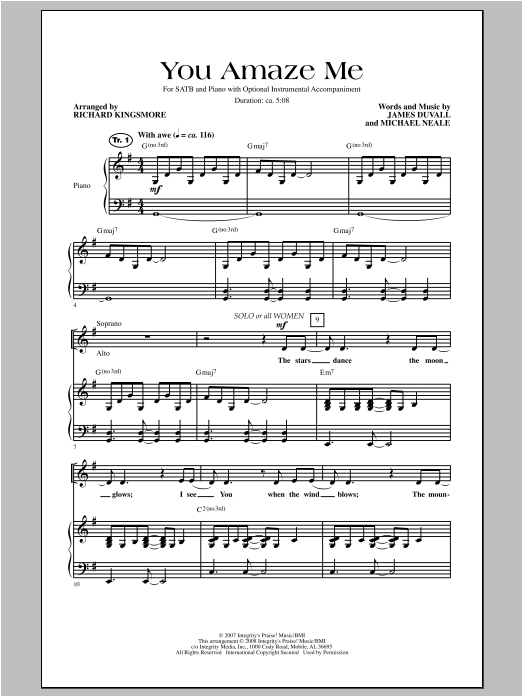 Download Richard Kingsmore You Amaze Me Sheet Music and learn how to play SATB PDF digital score in minutes