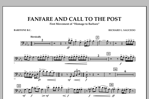 Download Richard L. Saucedo Fanfare and Call to the Post - Baritone B.C. Sheet Music and learn how to play Concert Band PDF digital score in minutes