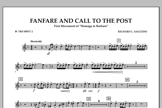 Download Richard L. Saucedo Fanfare and Call to the Post - Bb Trumpet 2 Sheet Music and learn how to play Concert Band PDF digital score in minutes