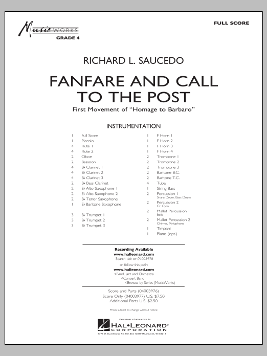 Download Richard L. Saucedo Fanfare and Call to the Post - Conductor Score (Full Score) Sheet Music and learn how to play Concert Band PDF digital score in minutes