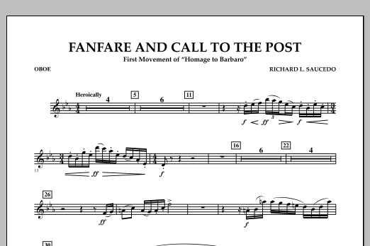 Download Richard L. Saucedo Fanfare and Call to the Post - Oboe Sheet Music and learn how to play Concert Band PDF digital score in minutes