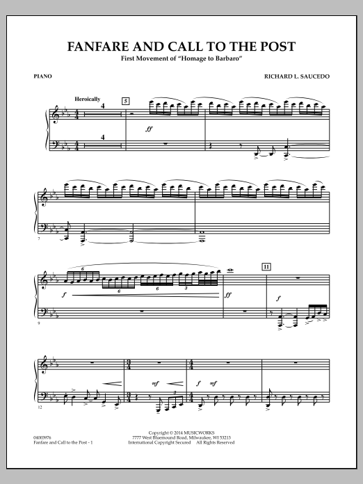 Download Richard L. Saucedo Fanfare and Call to the Post - Piano Sheet Music and learn how to play Concert Band PDF digital score in minutes