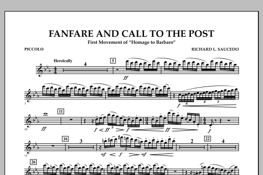 Download Richard L. Saucedo Fanfare and Call to the Post - Piccolo Sheet Music and learn how to play Concert Band PDF digital score in minutes